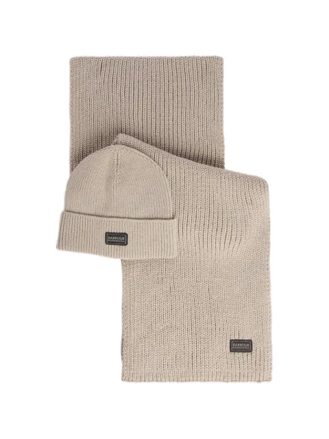 Barbour Sweeper Legacy ribbed-knit beanie hat and scarf set