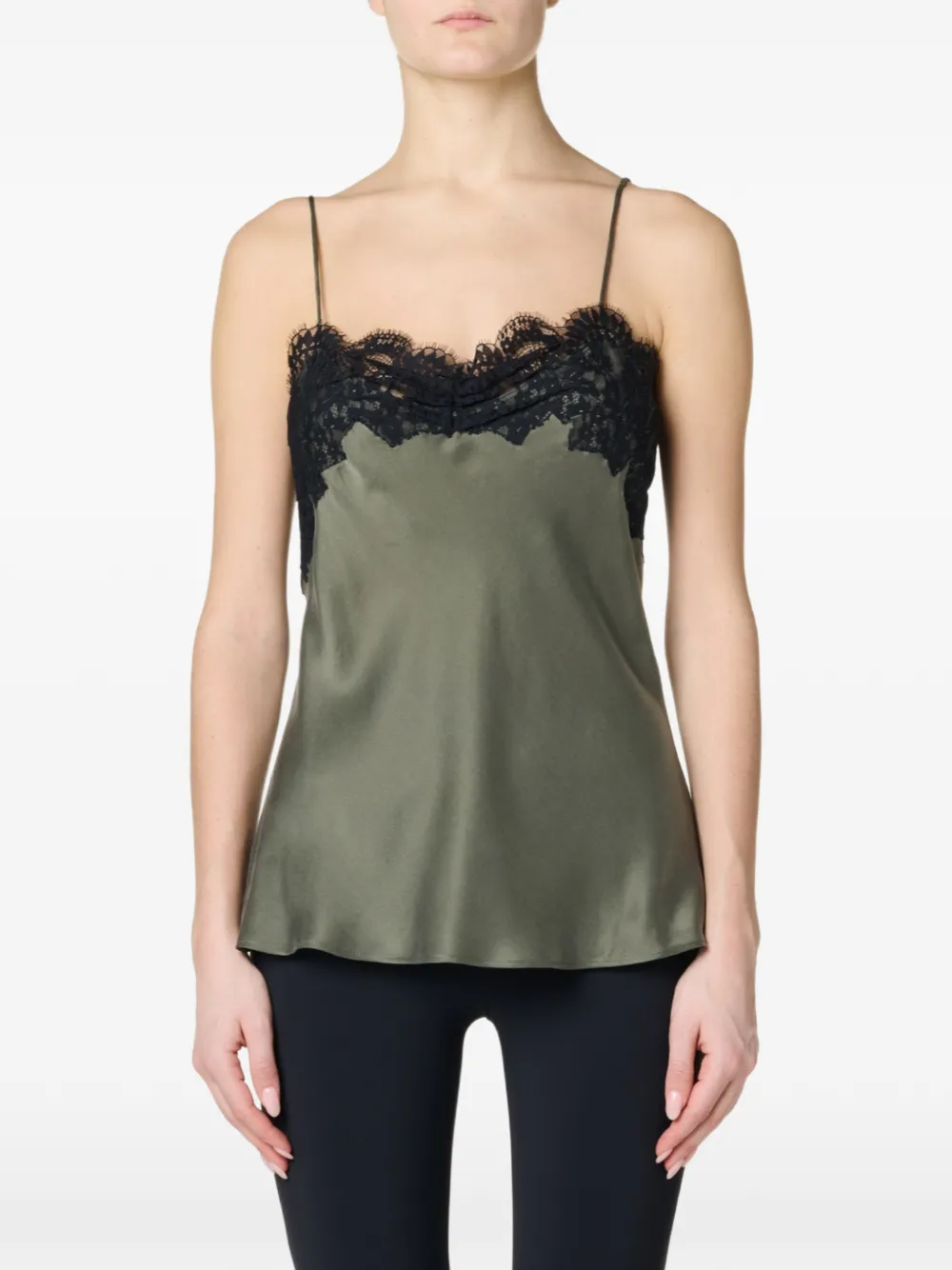 IRO Hemd met afwerking van kant Groen