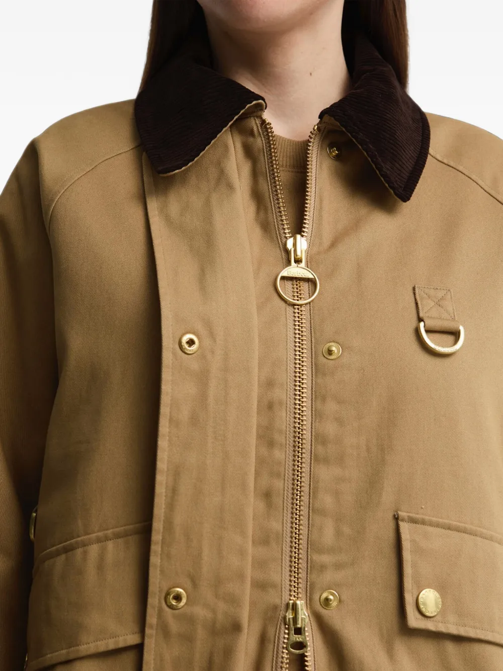 Barbour Daphne jack met ribfluwelen kraag Beige