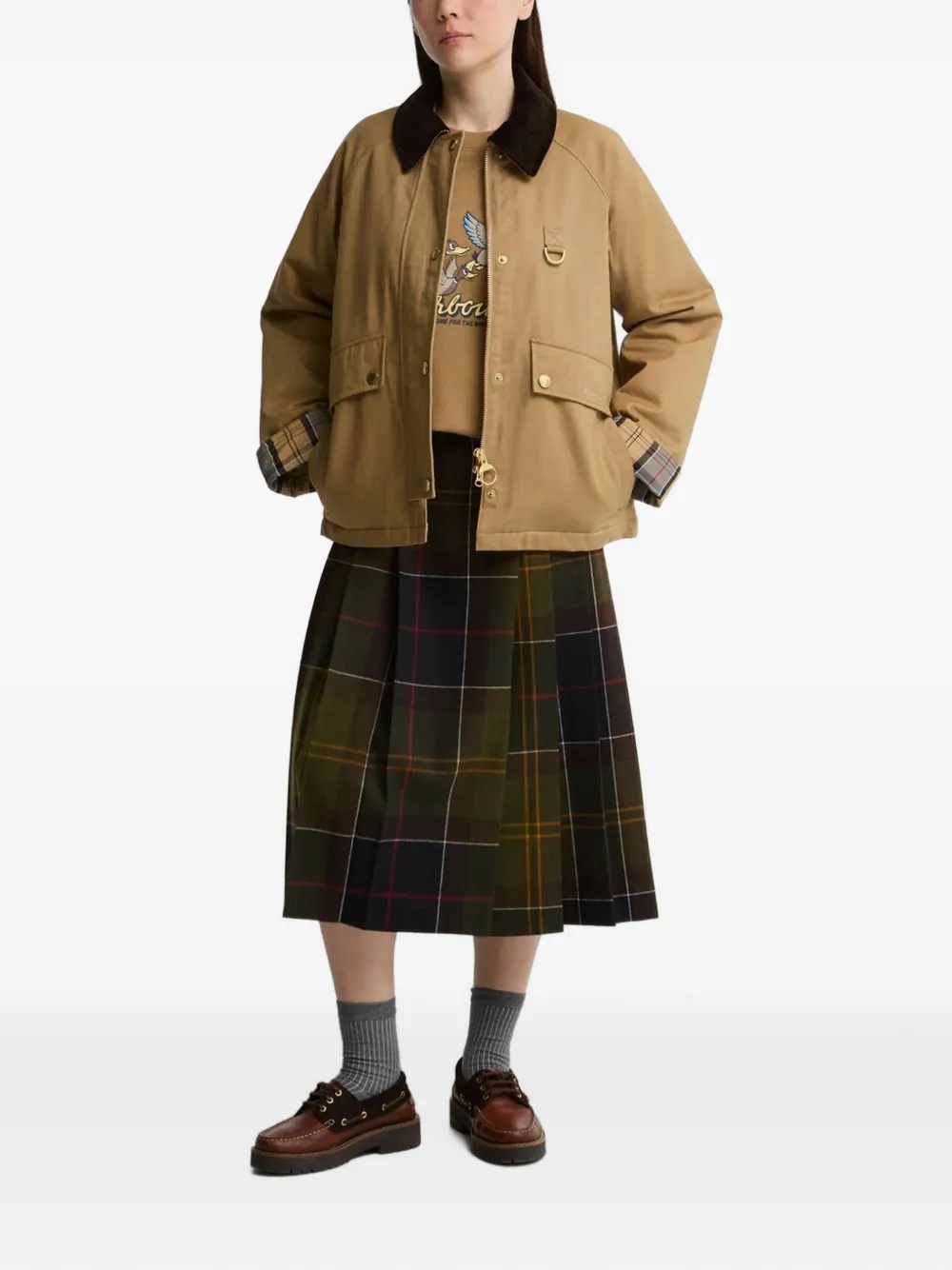 Barbour Daphne jack met ribfluwelen kraag Beige