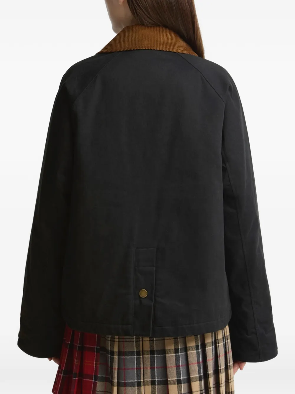Barbour Daphne jack met ribfluwelen kraag Zwart