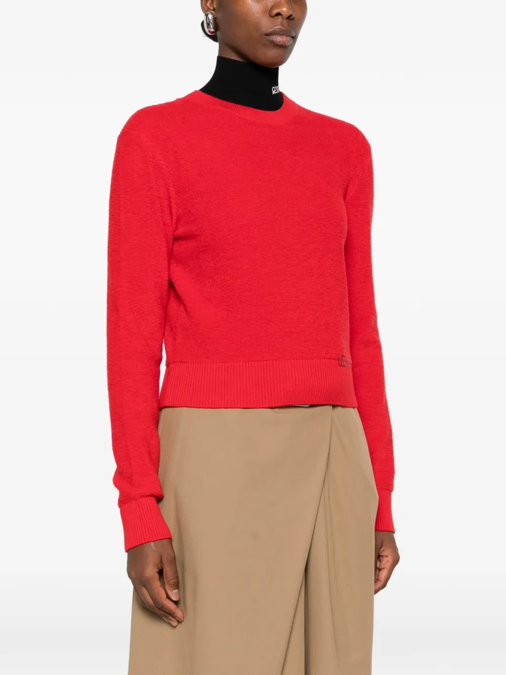 LOEWE Trui met geborduurd logo en geribbelde afwerking Rood