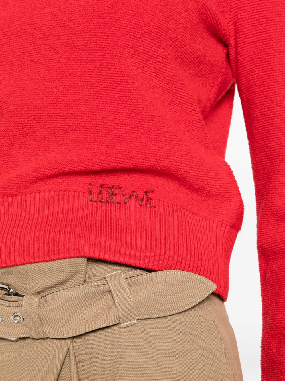 LOEWE Trui met geborduurd logo en geribbelde afwerking Rood