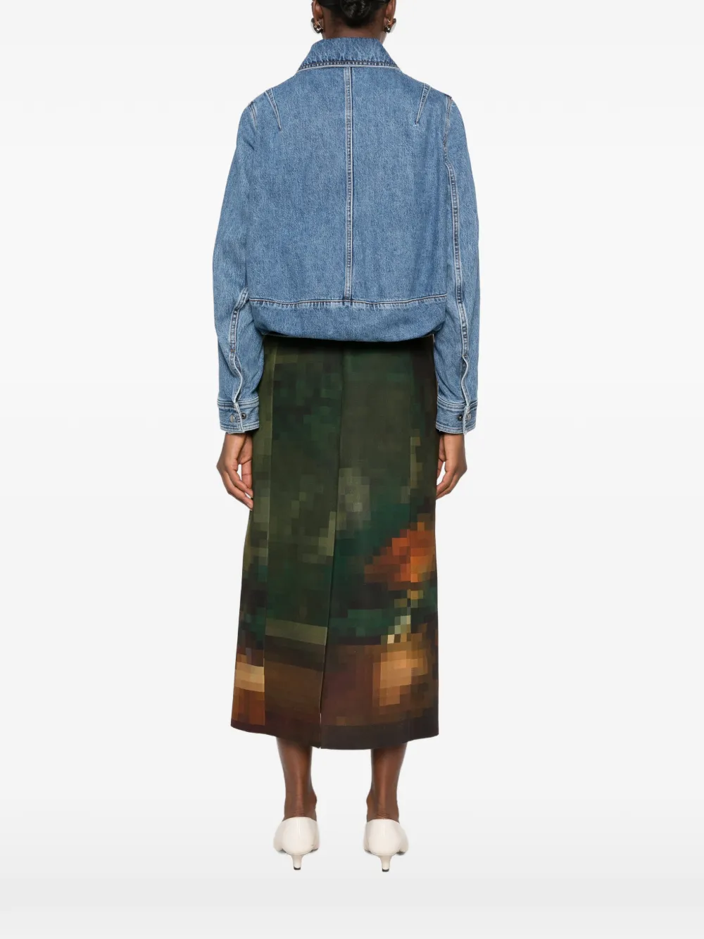 LOEWE Denim jack met trekkoord Groen