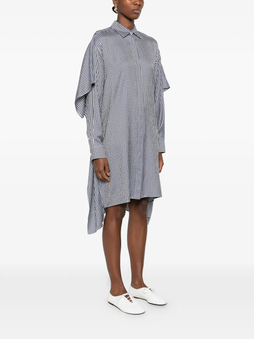LOEWE Gingham gedrapeerde blousejurk Blauw