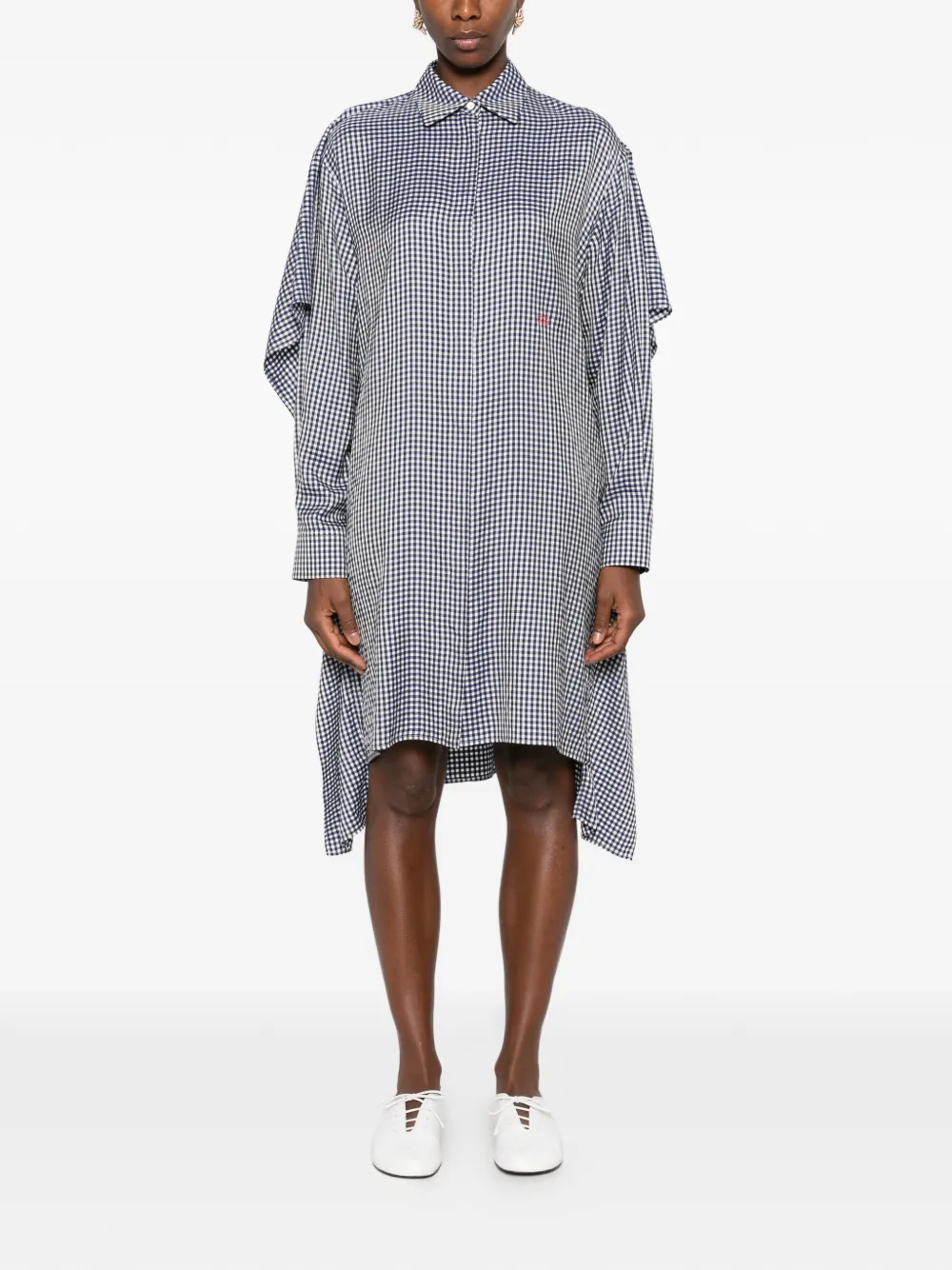 LOEWE Gingham gedrapeerde blousejurk Blauw