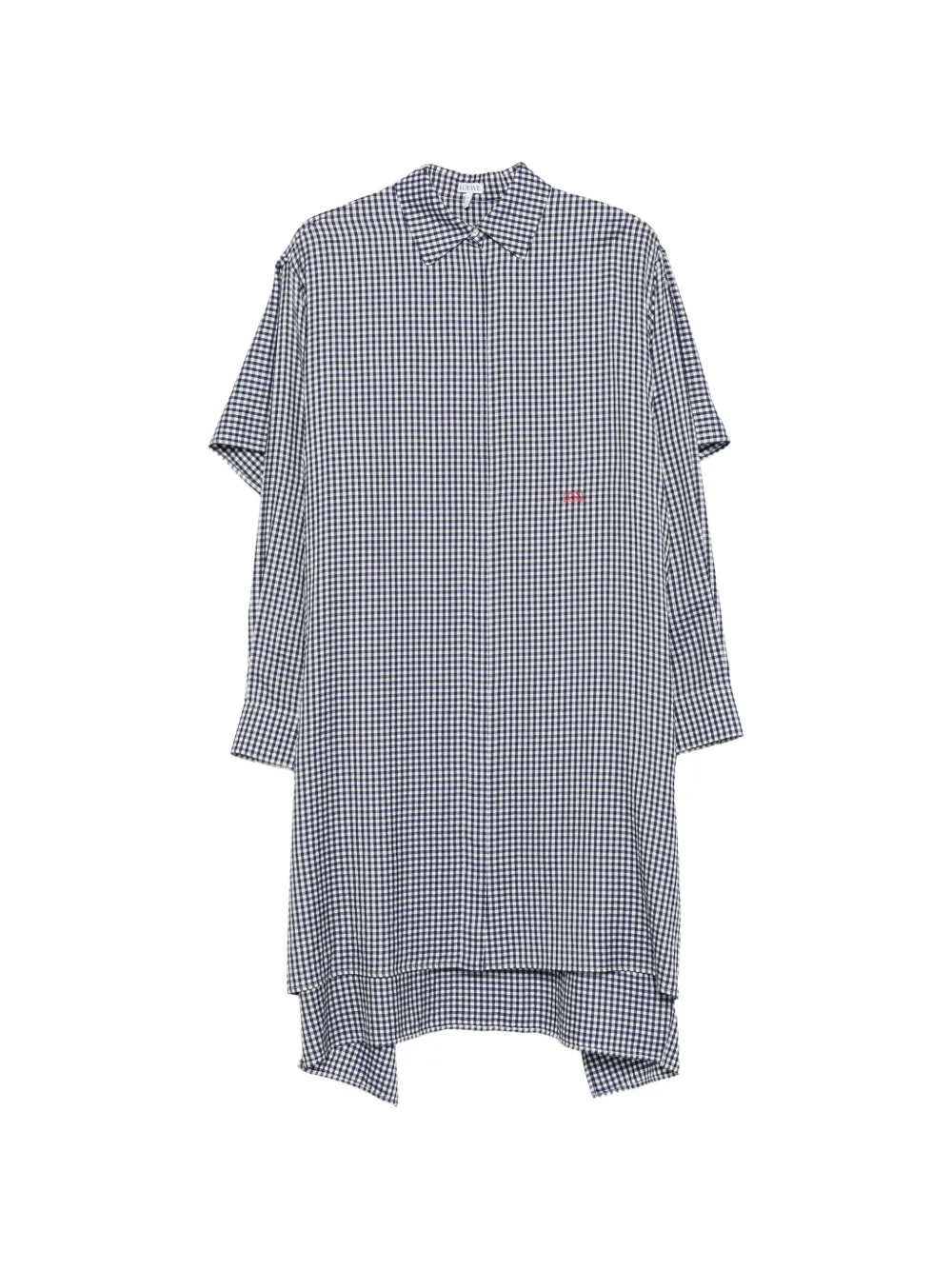 LOEWE Gingham gedrapeerde blousejurk Blauw