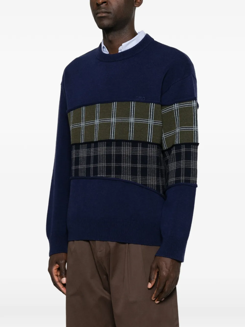 LOEWE Geruite trui met patchwork Blauw