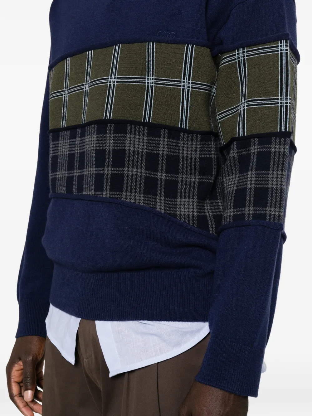 LOEWE Geruite trui met patchwork Blauw