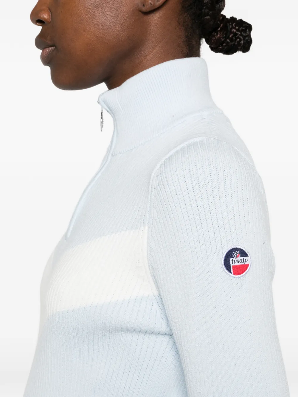 Fusalp Andromede ribbed-knit chevron-pattern sweater Blauw