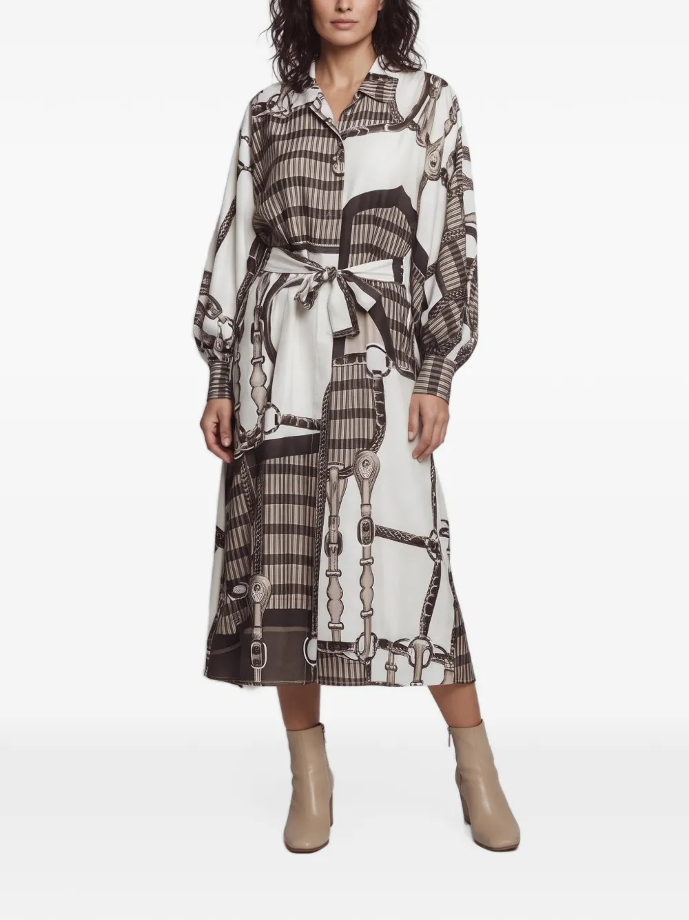 Hermès Pre-Owned Coaching Remix maxi dress - White