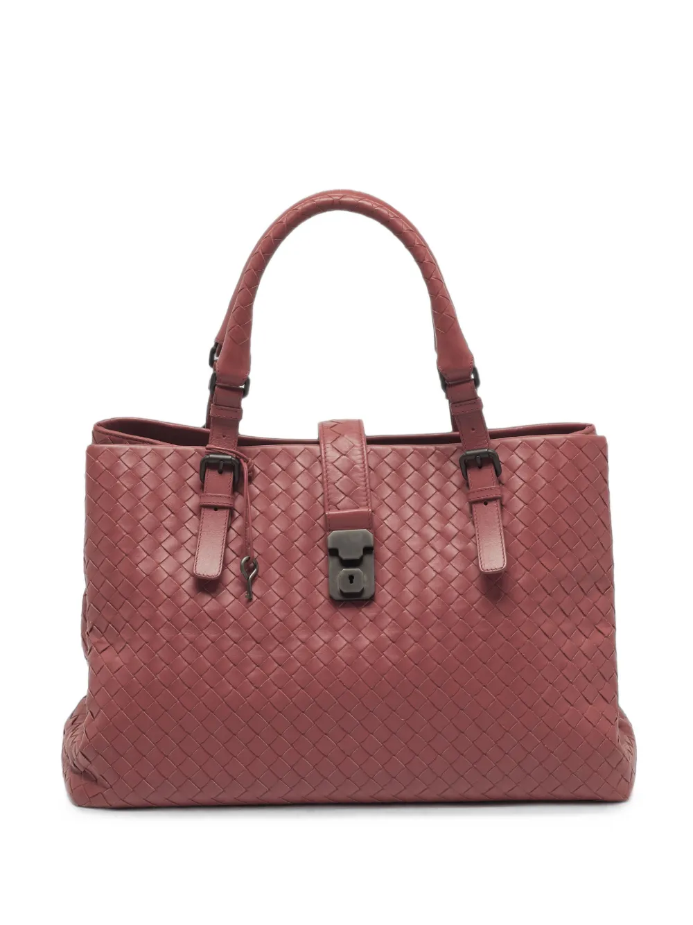 Bottega Veneta Pre-Owned sac à main Roma médium en cuir Intrecciato - Rouge Bottega Veneta Pre-Owned sac à main Roma médium en cuir Intrecciato - Rouge