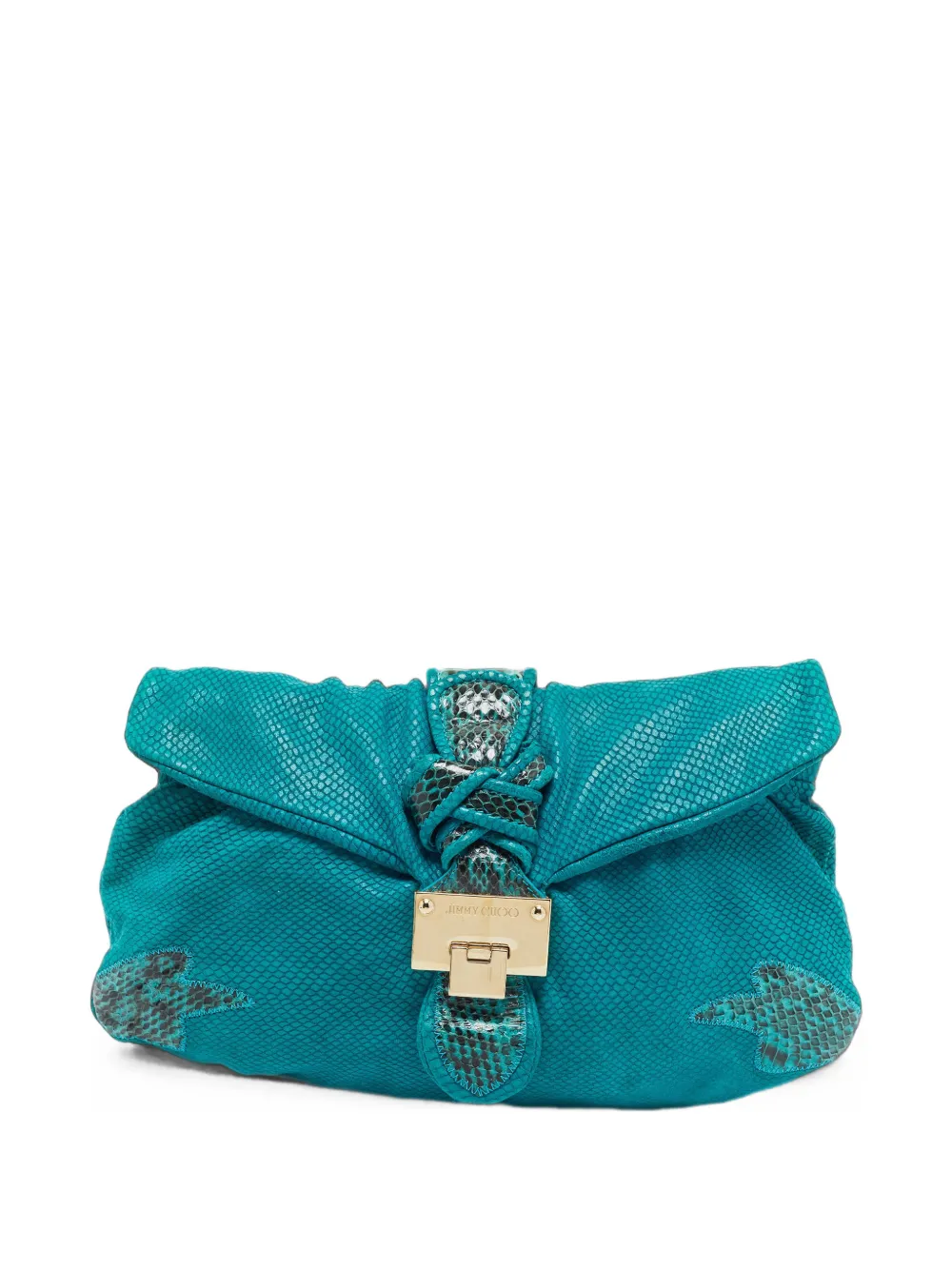 Jimmy Choo Pre-Owned pochette pliante à effet peau de serpent - Vert Jimmy Choo Pre-Owned pochette pliante à effet peau de serpent - Vert
