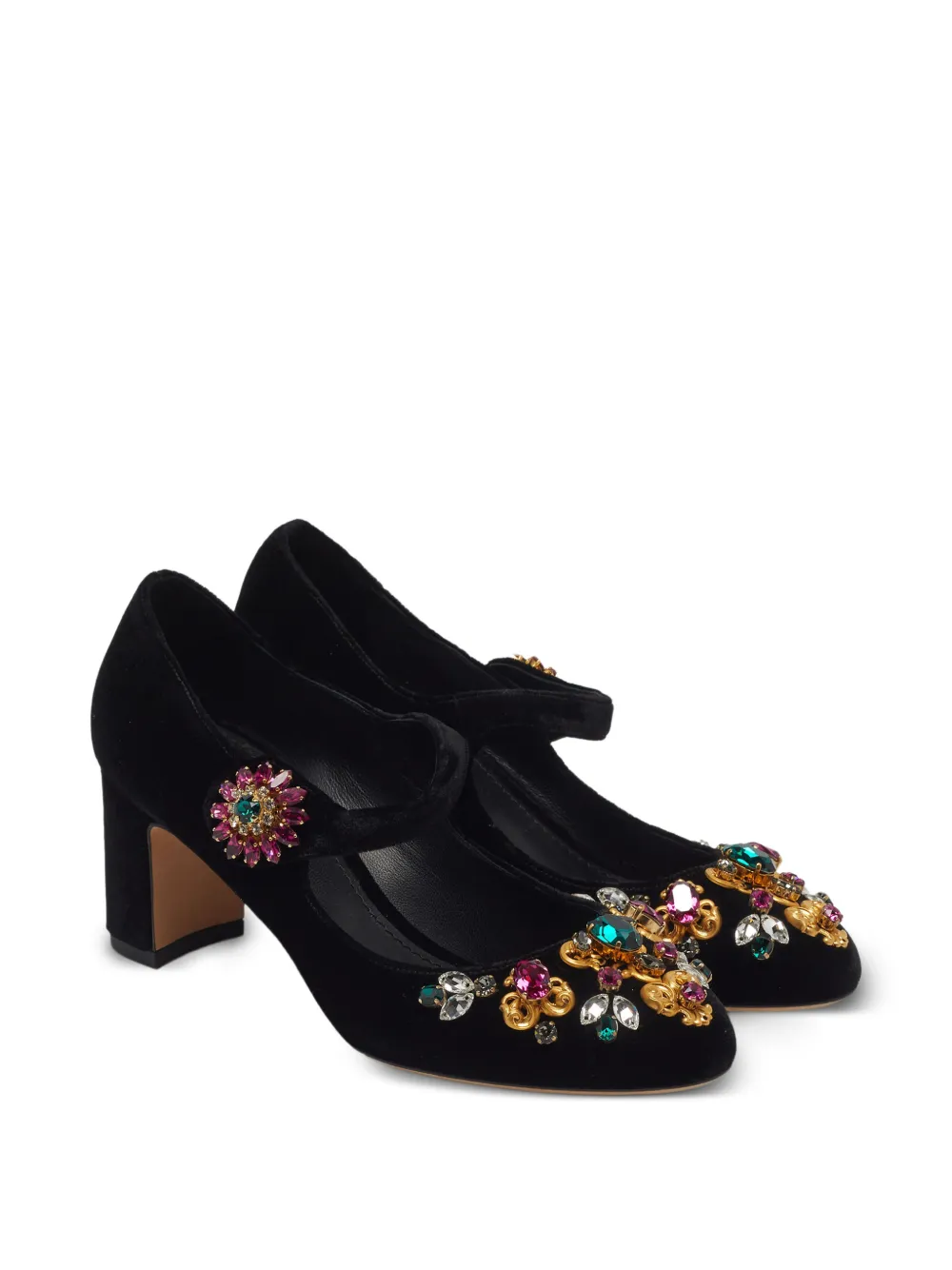 Dolce & Gabbana Pre-Owned Vally Mary Janes mit Kristallen - Schwarz