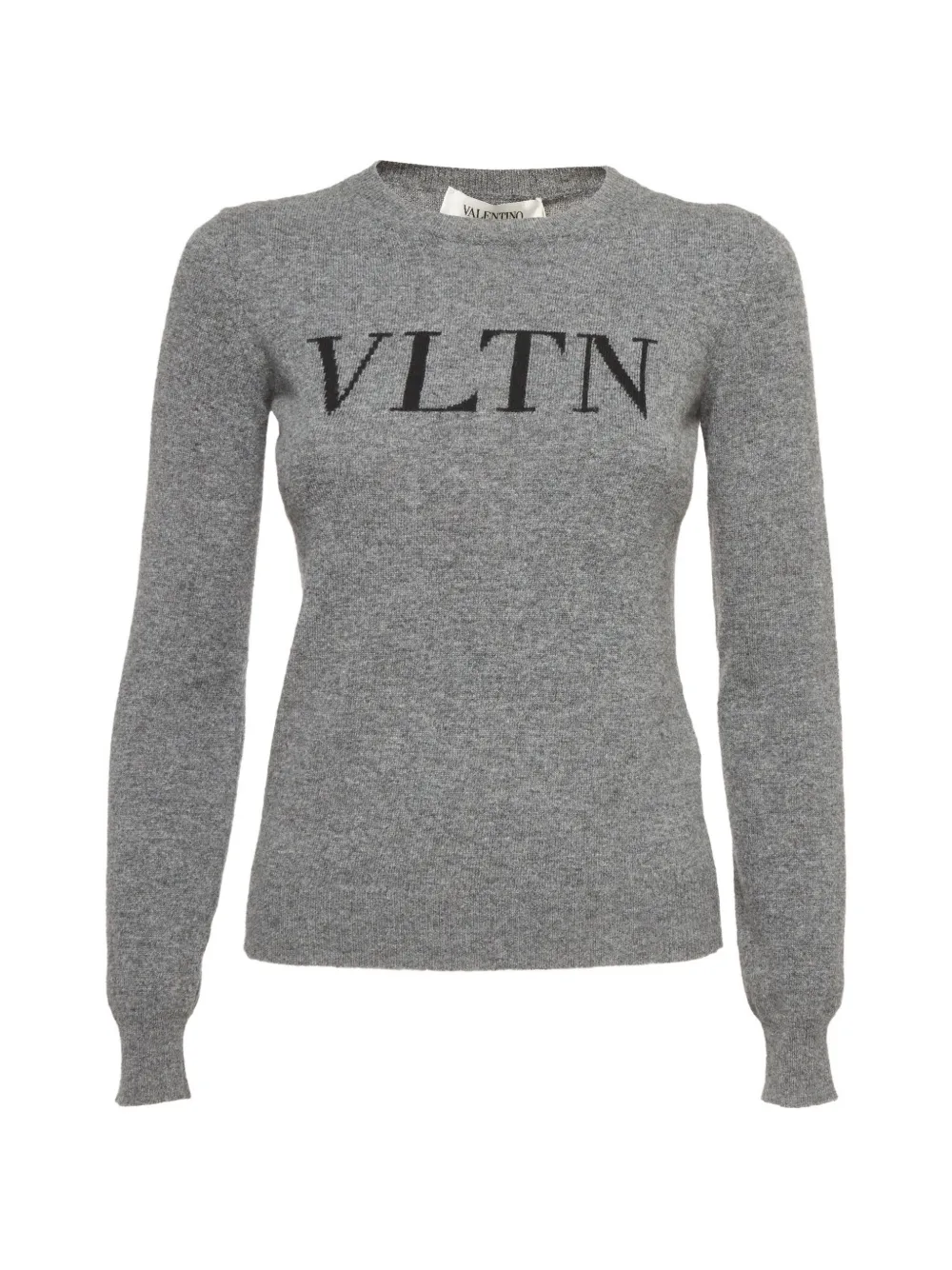 Valentino Garavani Pre-Owned VLTN Intarsien-Pullover mit rundem Ausschnitt - Grau