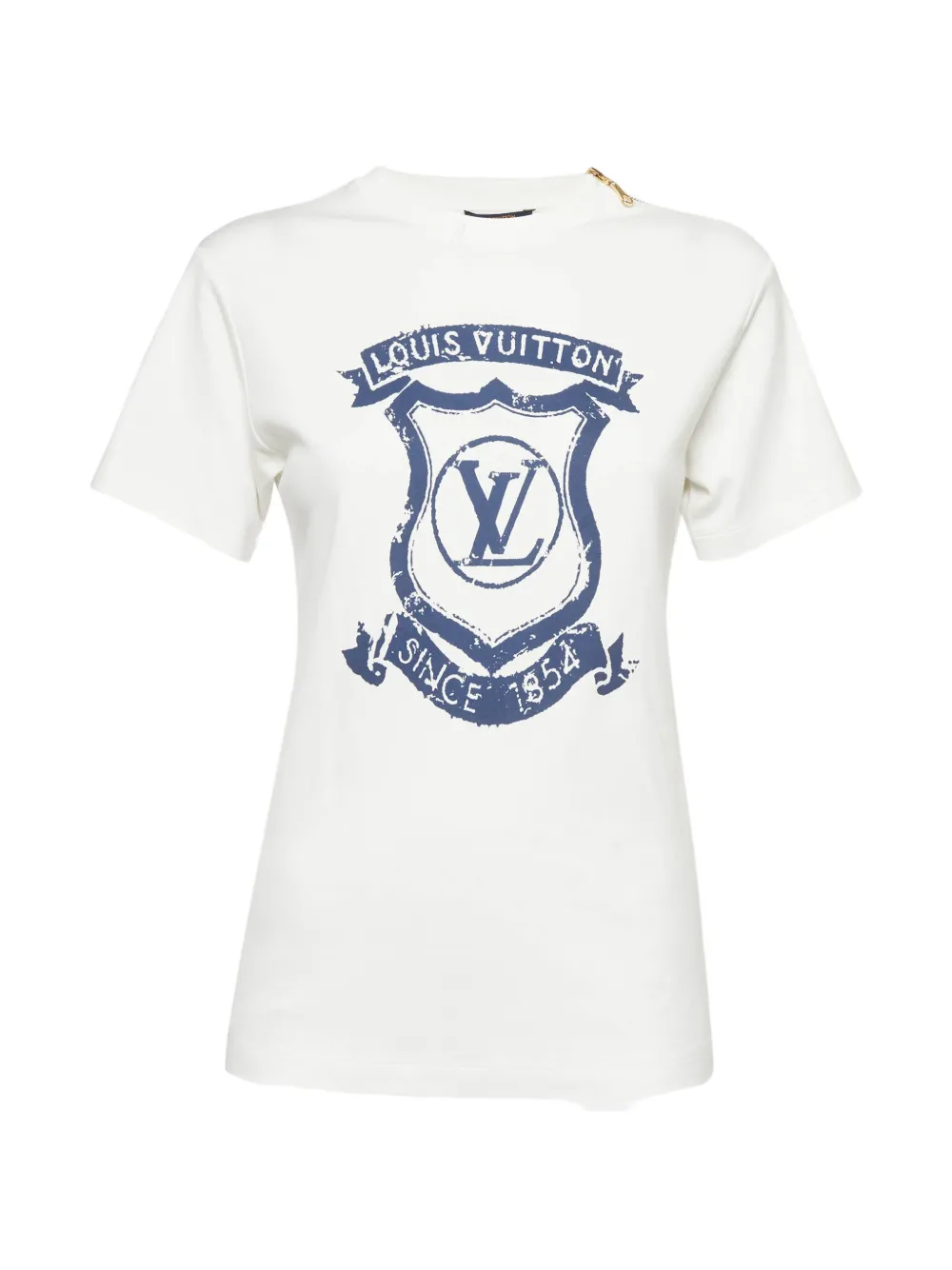 Louis Vuitton Pre-Owned t-shirt imprimé à détail de zip - Blanc