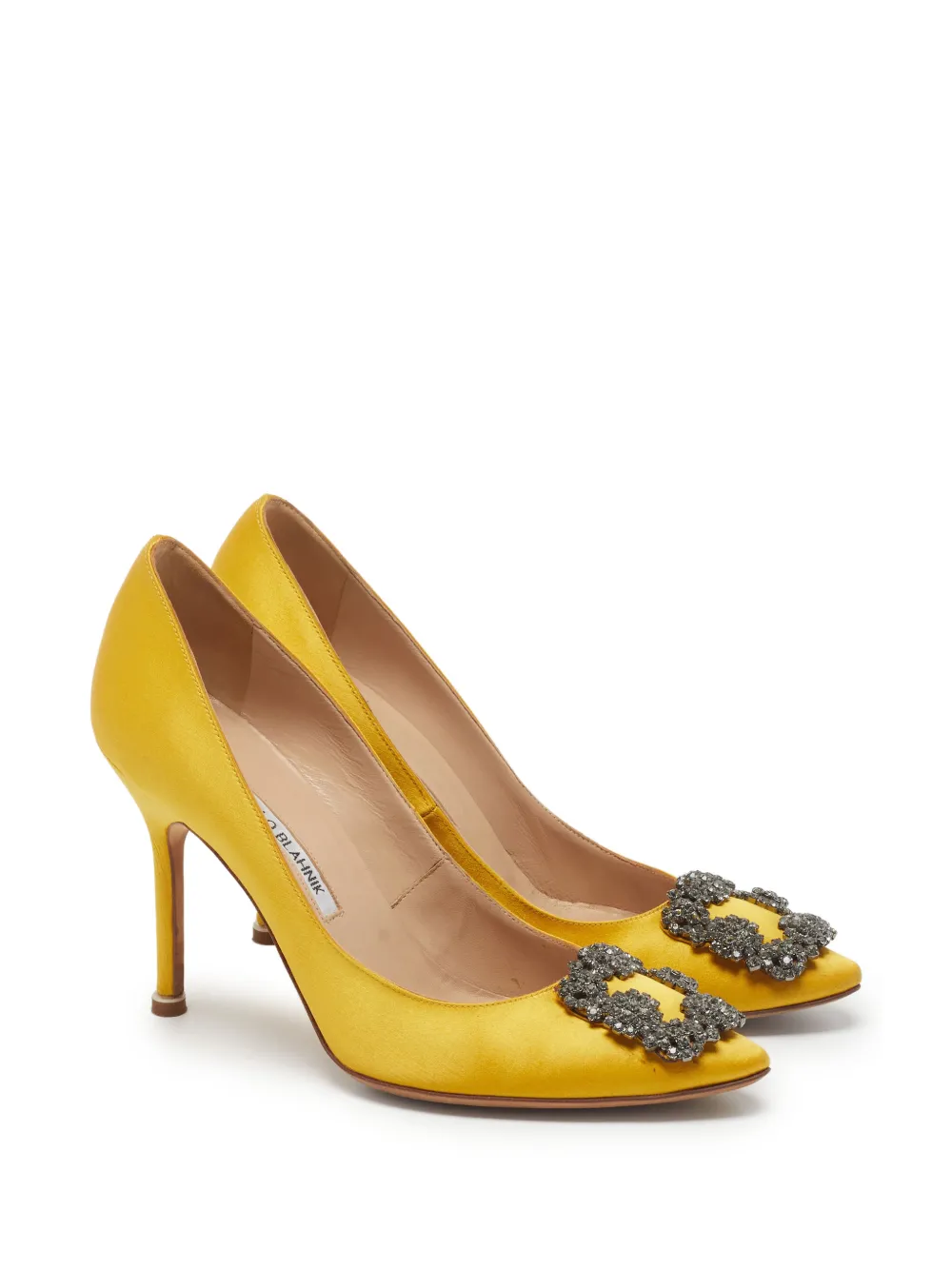 Manolo Blahnik Hangisi crystal-buckle pumps - Giallo