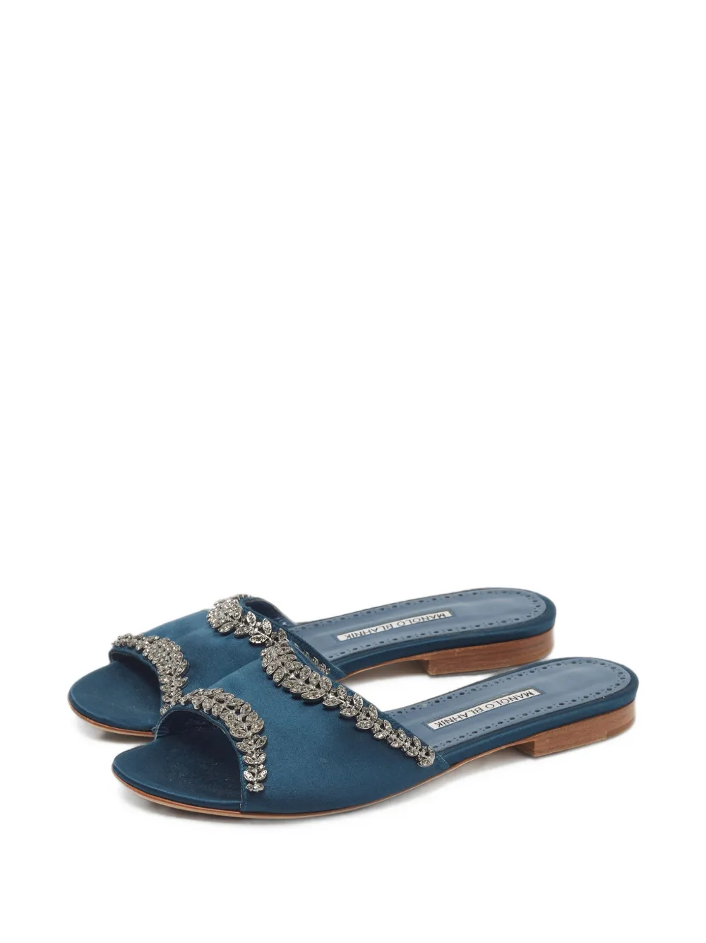 Manolo Blahnik Martamod crystal-embellished slides - Blu