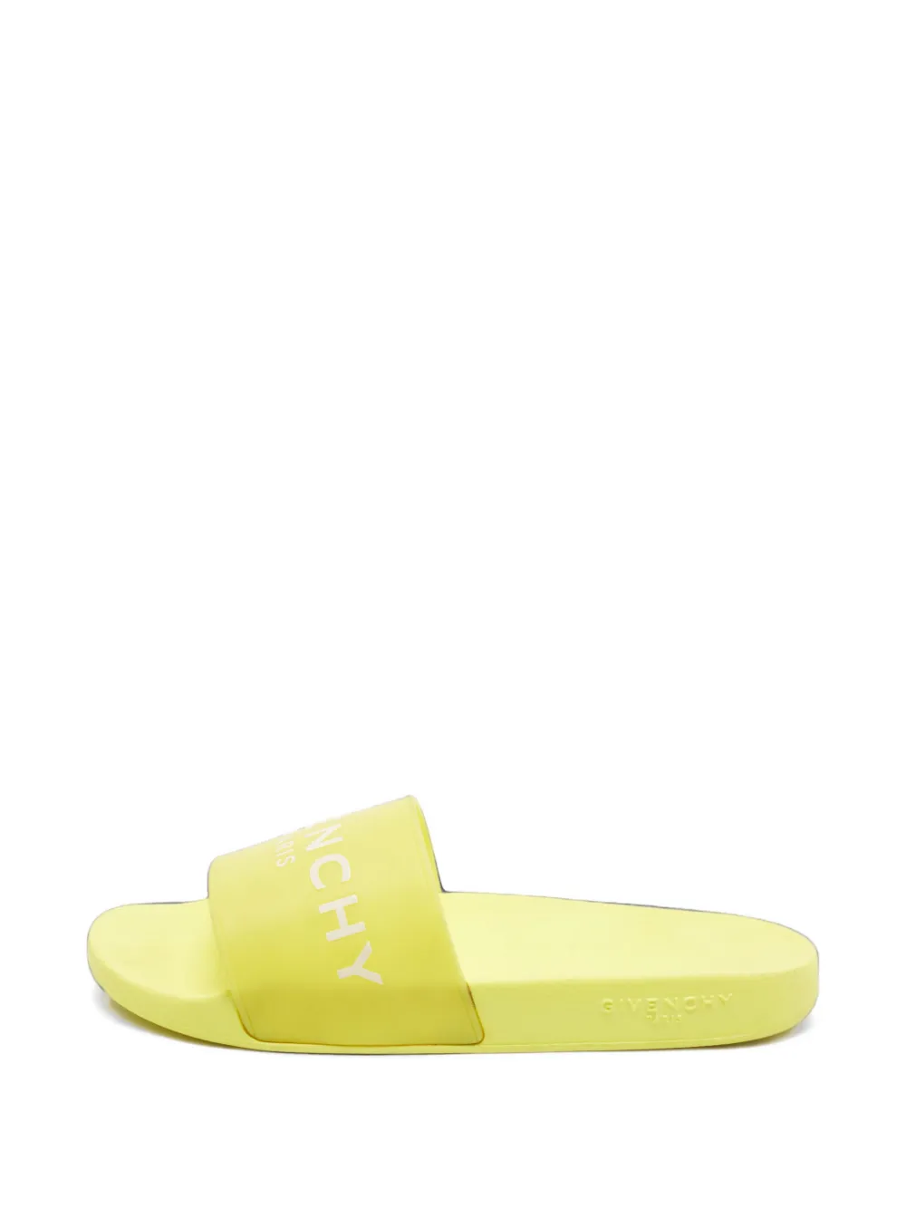 Pre-owned Givenchy Logo-print Slides In Yellow