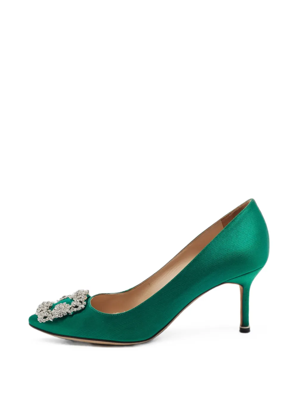 Manolo Blahnik Hangisi crystal buckle pumps - Verde