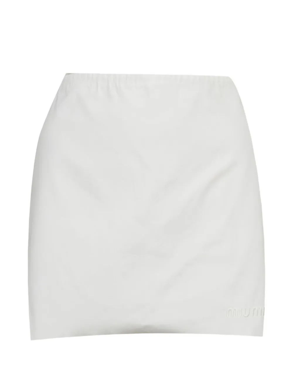 Miu Miu Pre-Owned logo-embroidered raw-hem mini skirt - Bianco