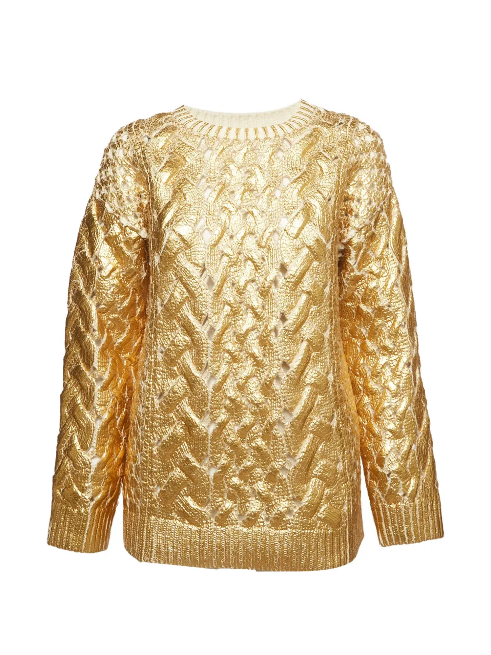 Valentino Garavani Pre-Owned Beschichteter Pullover mit Zopfmuster - Gold