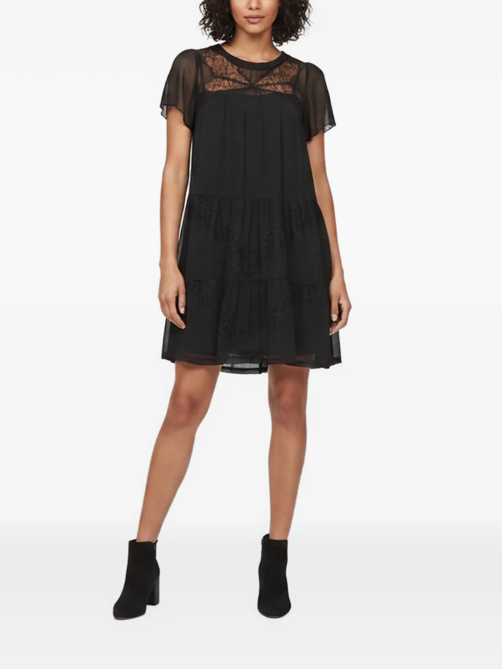 SANDRO lace-detail mini dress - Nero