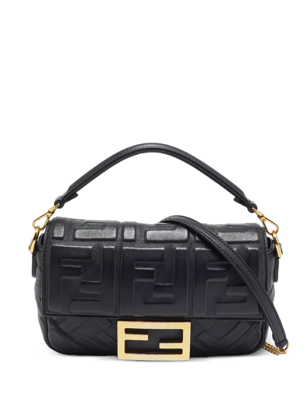 Fendi Pre-Owned 2020 mini Baguette Zucca Schultertasche mit Prägung - Schwarz