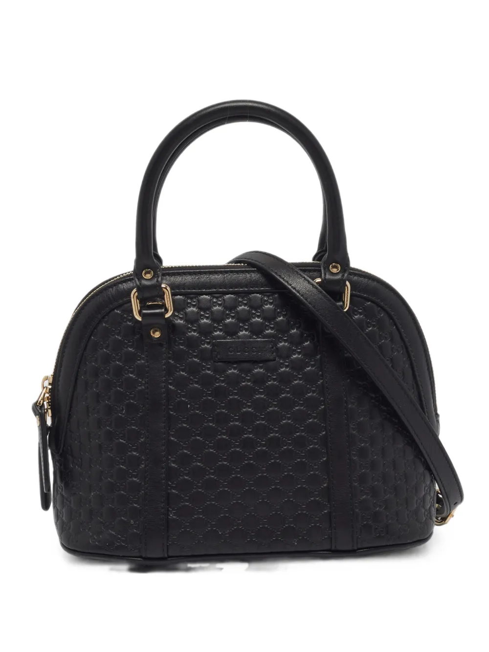 Pre-owned Gucci Mini Dome Microssima Tote Bag In Black