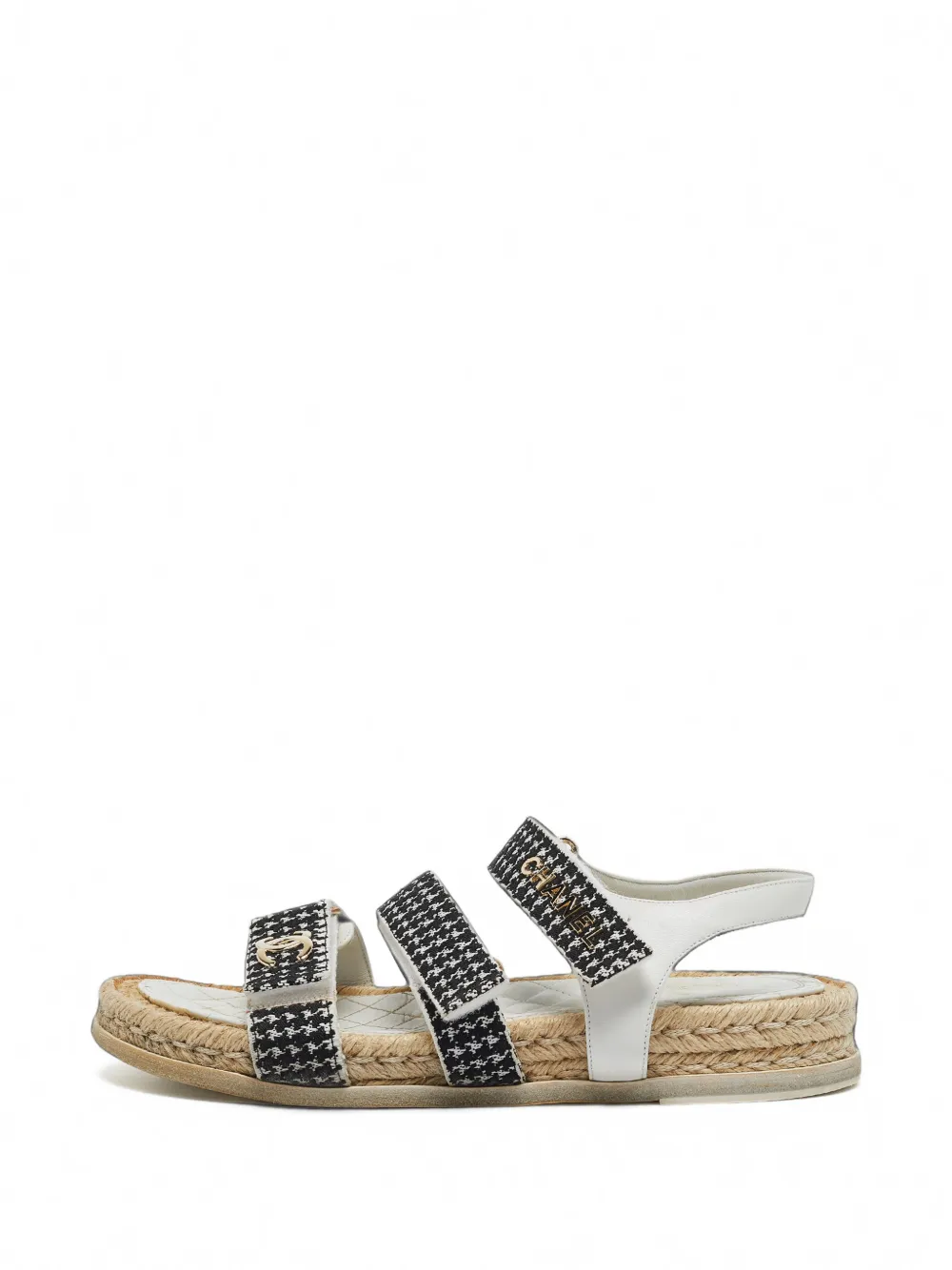 CHANEL Pre-Owned Dad tweed touch-strap sandals - Bianco