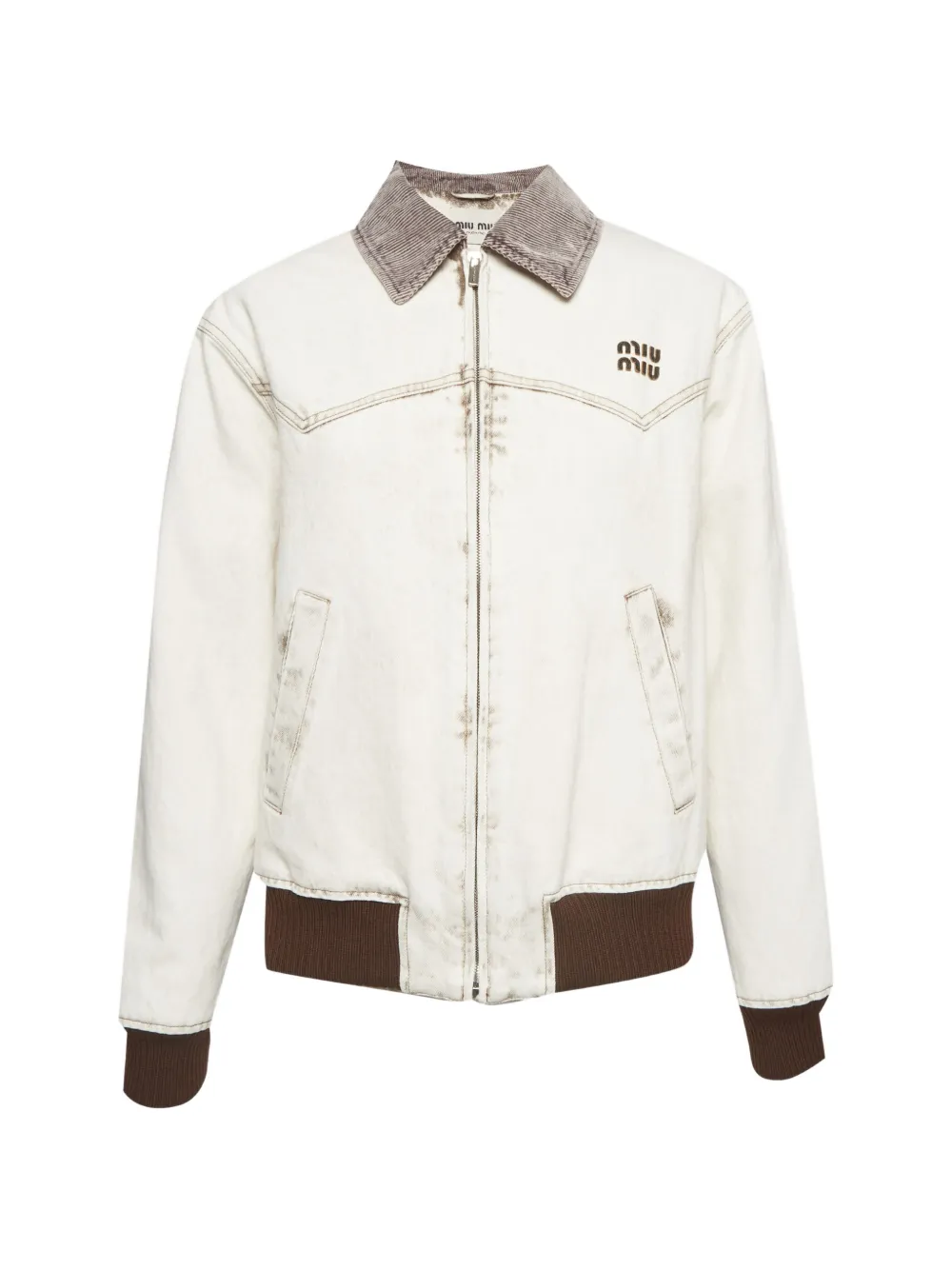 Miu Miu Pre-Owned veste bomber oversize à fermeture zippée - Blanc Miu Miu Pre-Owned veste bomber oversize à fermeture zippée - Blanc