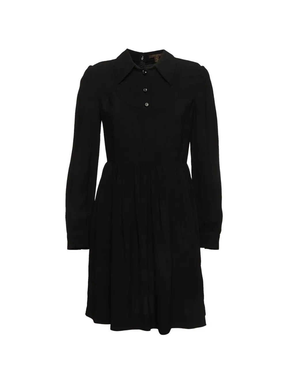 Louis Vuitton Pre-Owned pintuck collar flared mini dress - Nero