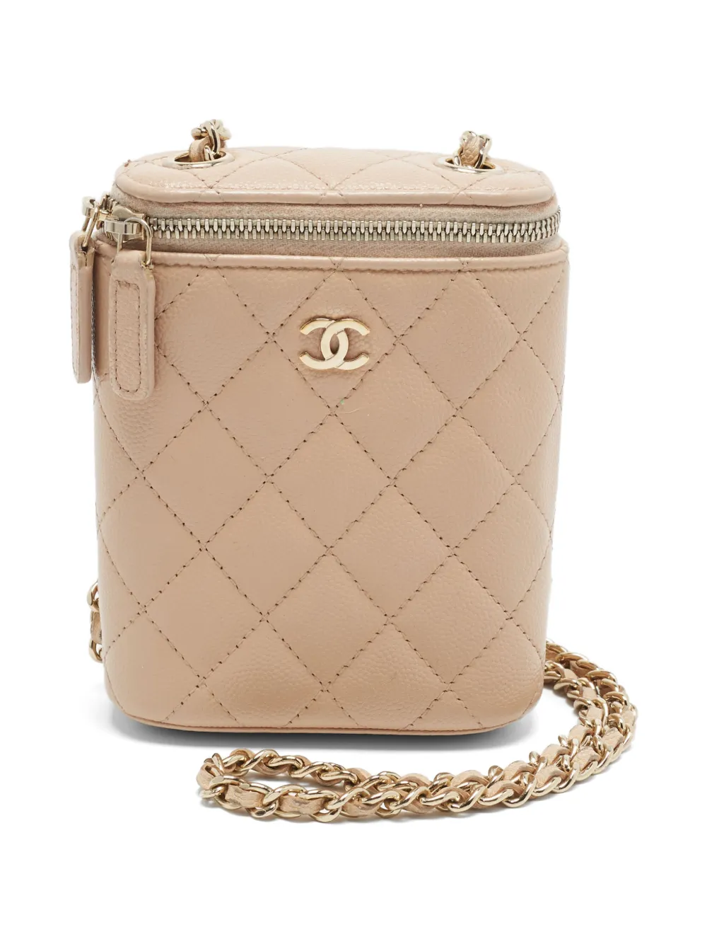 CHANEL Pre-Owned 2021 quilted Caviar leather vanity case bag - Toni neutri