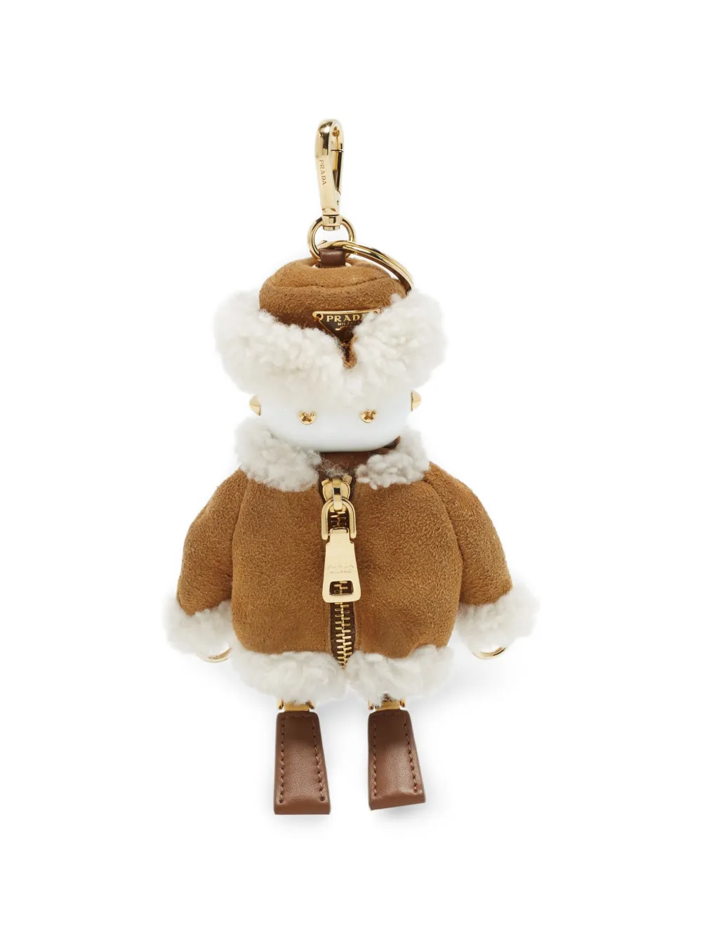 Prada Pre-Owned Soft Robot shearling bag charm - Marrone