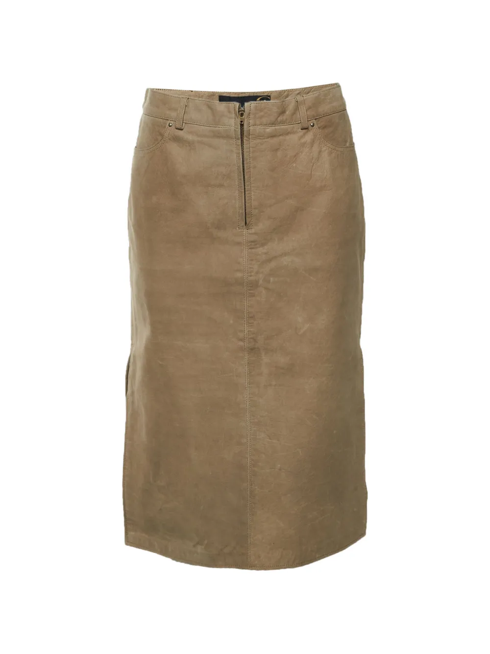 Just Cavalli Vintage jupe mi-longue en cuir à fente - Tons neutres Just Cavalli Vintage jupe mi-longue en cuir à fente - Tons neutres