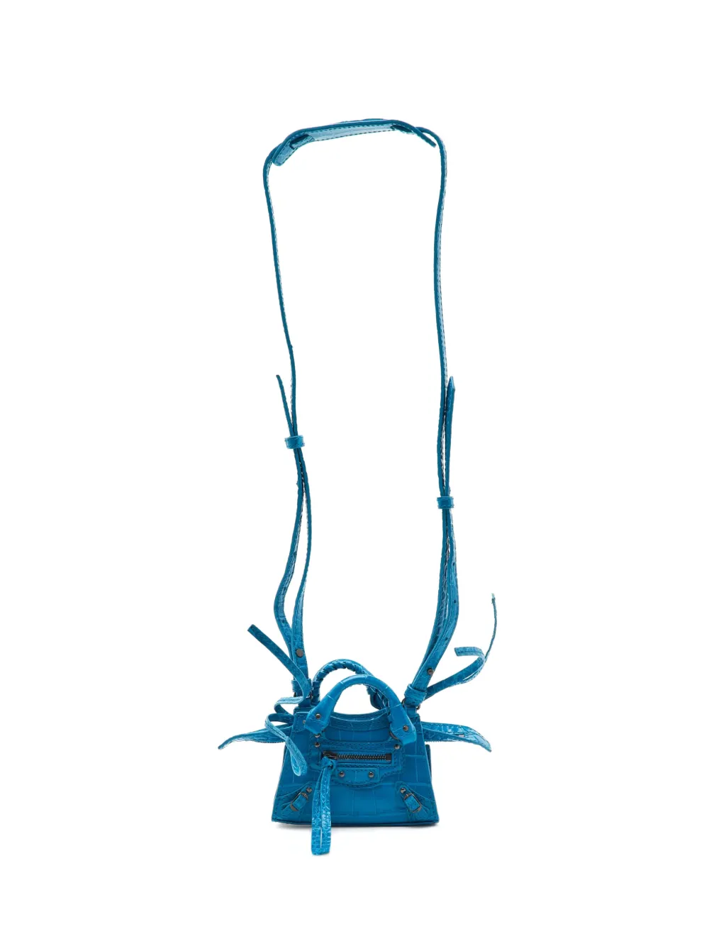 Balenciaga Pre-Owned mini sac à main Neo Classic à effet peau de crocodile - Bleu