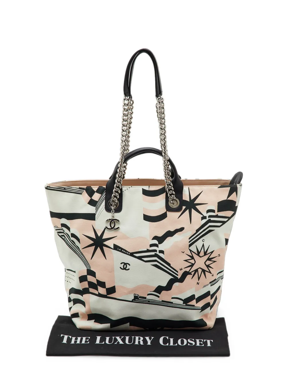 Pre-owned Chanel 2019 Large La Pausa Graphic-print Tote Bag In White