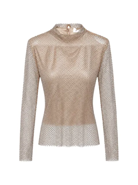 Sportmax Vintage Noemi crystal-embellished high-neck long-sleeved panelled blouse