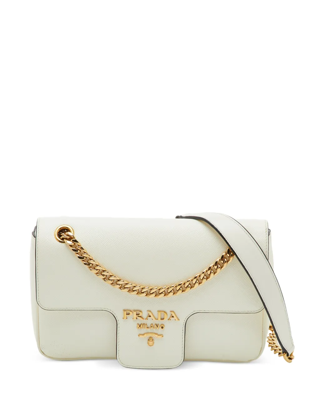 Prada Pre-Owned Pattina Saffiano-leather shoulder bag - Bianco
