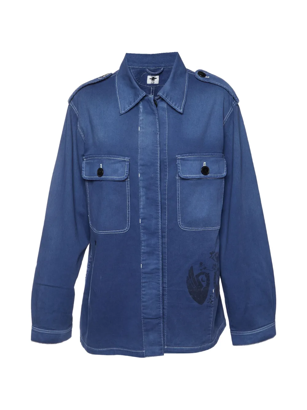 Christian Dior Pre-Owned veste en jean à imprimé graphique - Bleu Christian Dior Pre-Owned veste en jean à imprimé graphique - Bleu