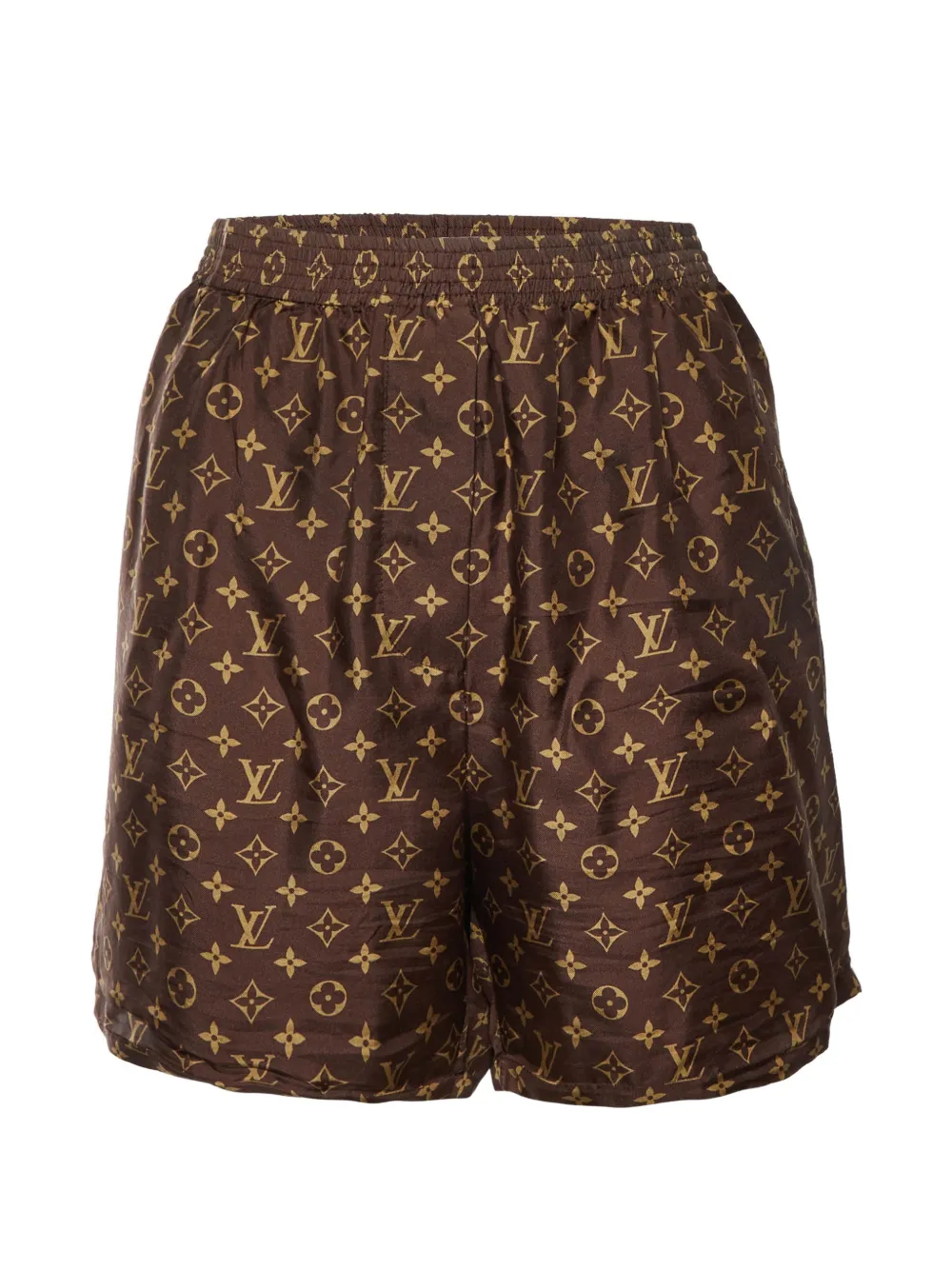Louis Vuitton Pre-Owned short de sport en soie à motif monogrammé - Marron