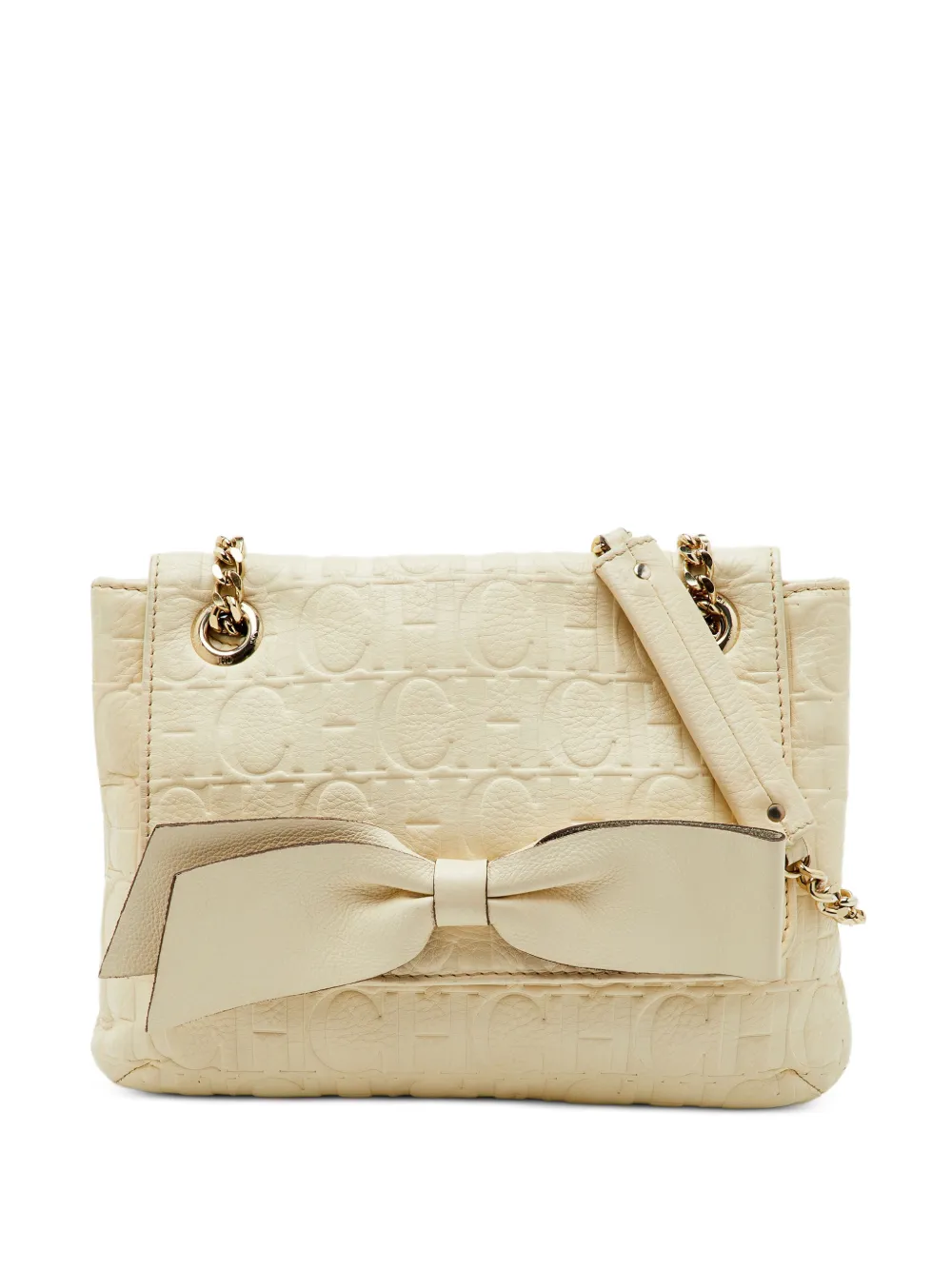 Carolina Herrera Vintage Audrey monogram-embossed shoulder bag - Bianco