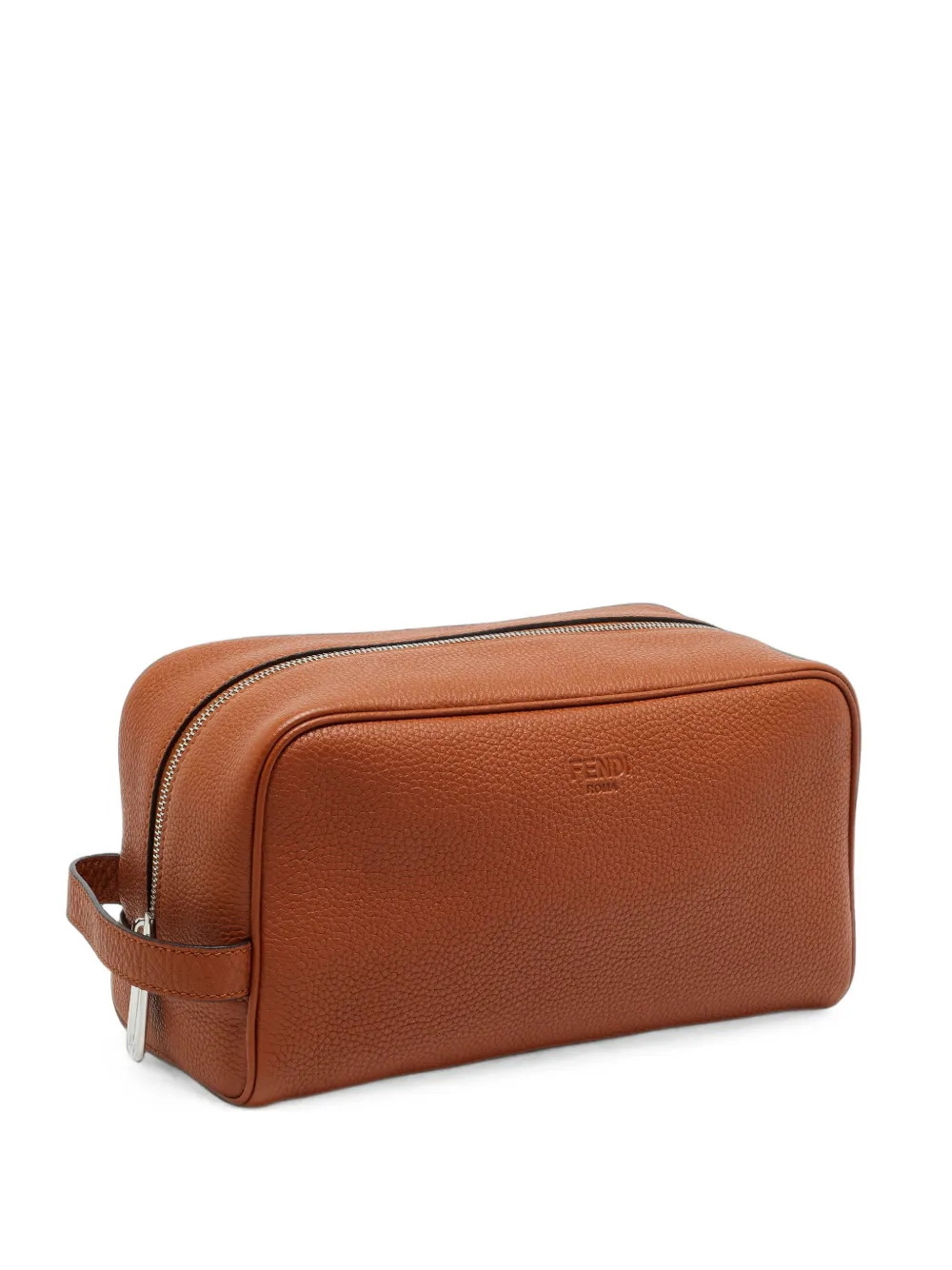Pre-owned Fendi 2025 Travel Kit Logo-print Wash Bag In Brown
