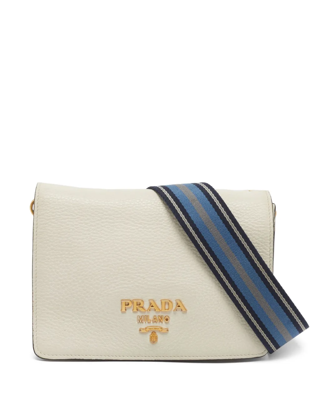 Prada Pre-Owned logo-plaque flap shoulder bag - Bianco