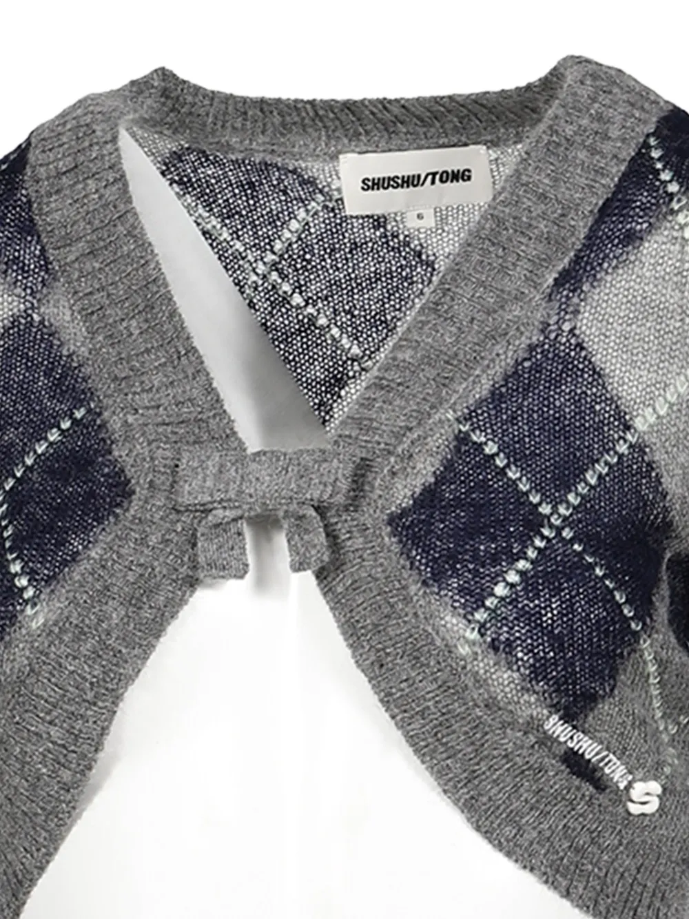 SHUSHU TONG Cropped vest met argyle-patroon Grijs