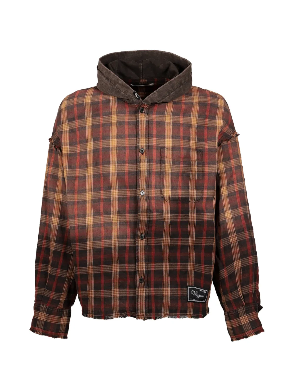 WIZZARD Karierte Hemdjacke mit Kapuze - Rot
