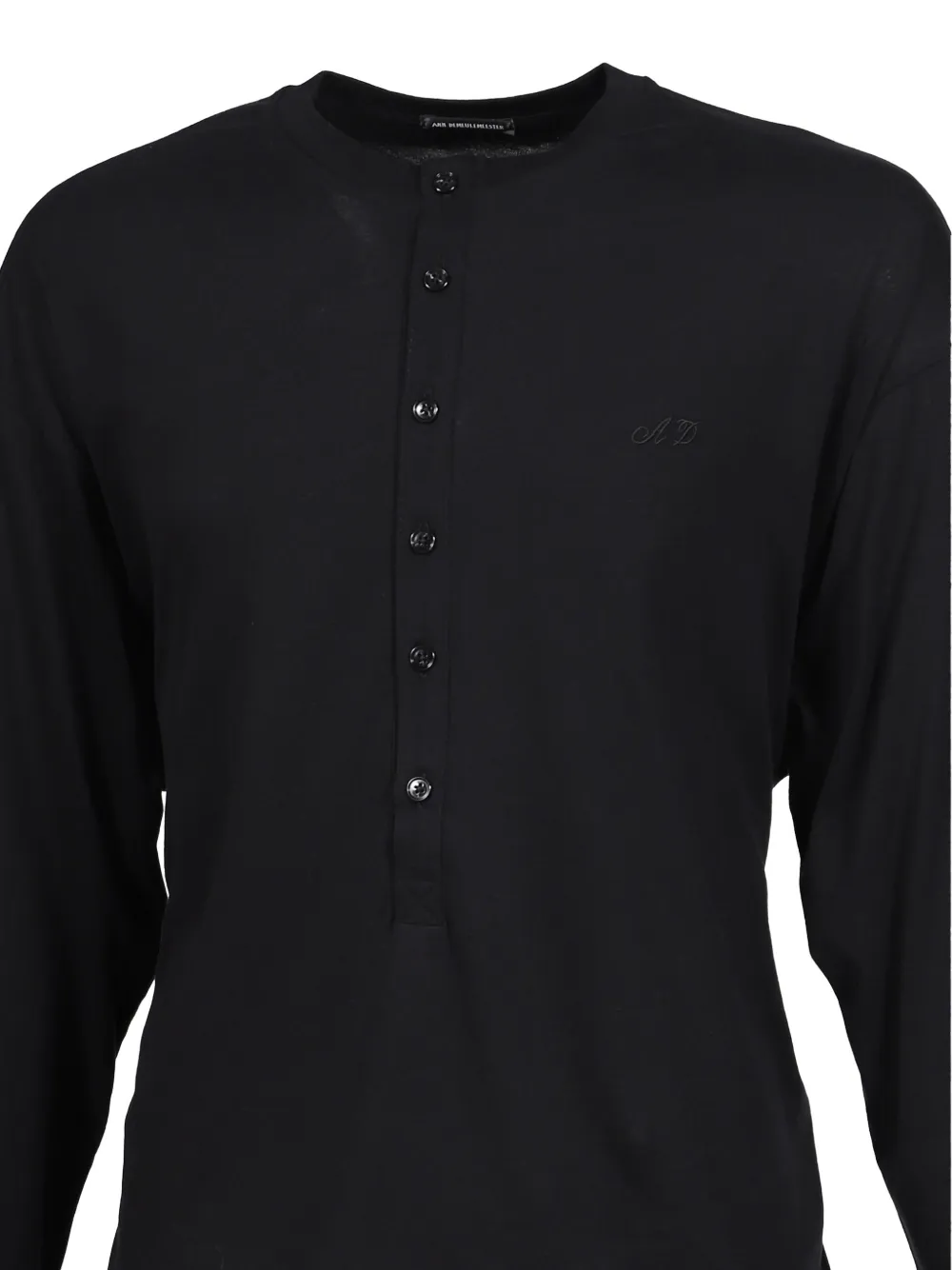 Ann Demeulemeester Las Relax henley top met geborduurd monogram Zwart