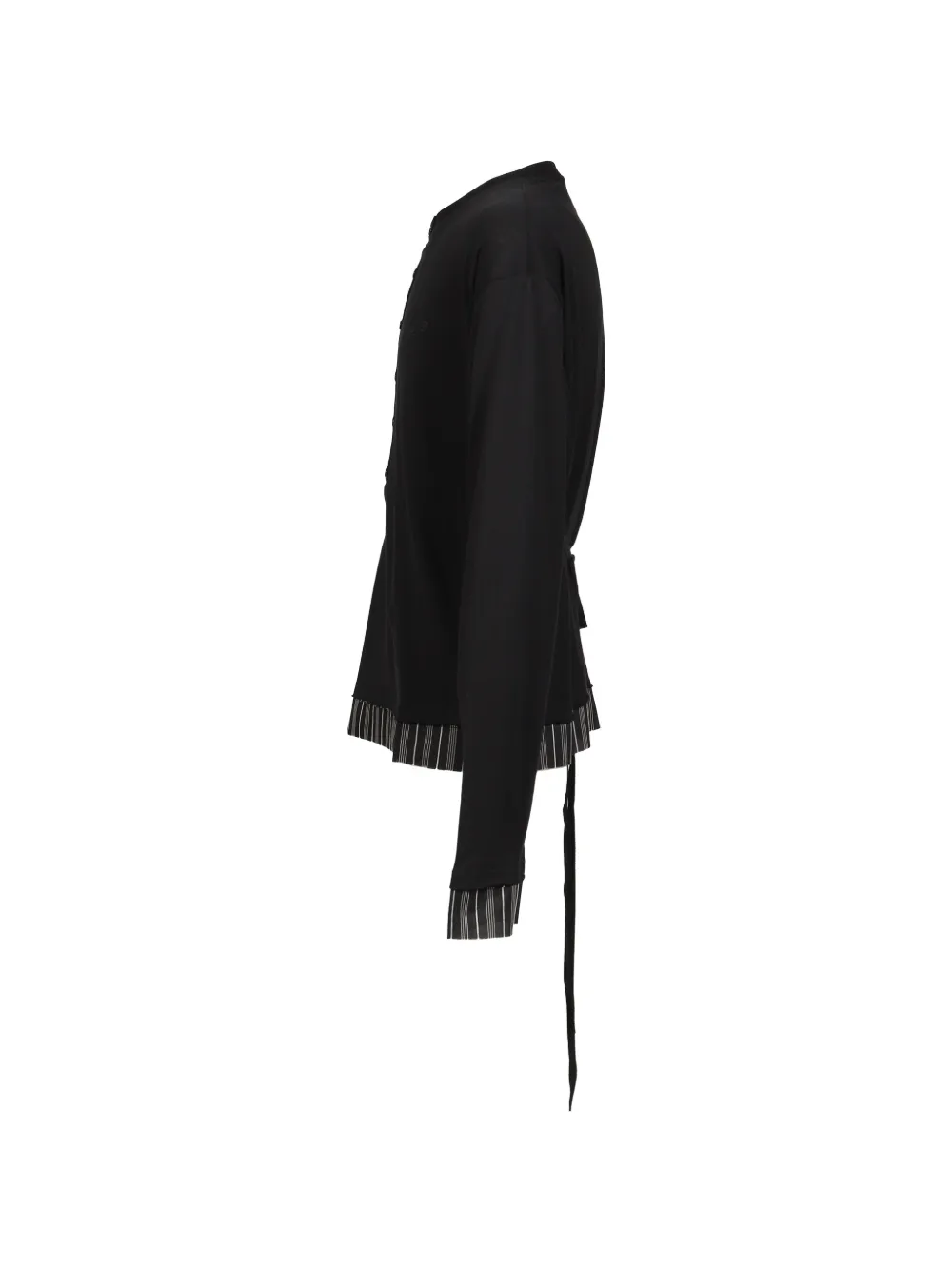 Ann Demeulemeester Las Relax henley top met geborduurd monogram Zwart