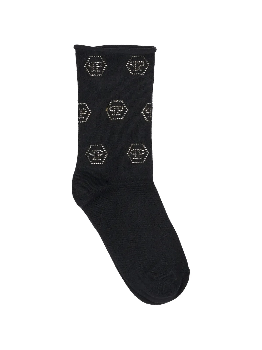 Philipp Plein Junior rhinestone-embellished logo-print socks - Nero