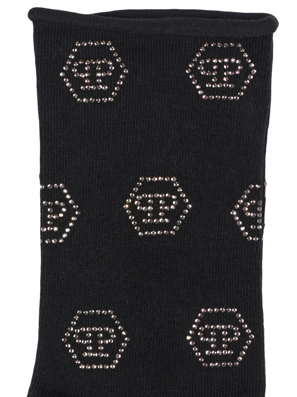 Philipp Plein Junior Sokken met logo-print en verfraaid met stras Zwart